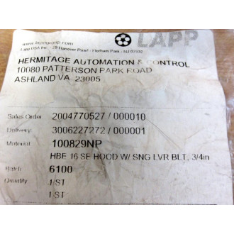 Lapp 100829NP Epic Aluminum Connector Hood WGasket