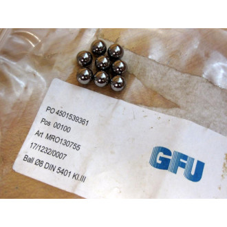 GFU MRO130755 Ball Ø8 DIN 5401 KI.III (Pack of 8)