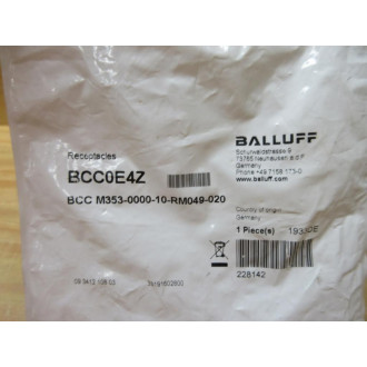 Balluff BCC M353-0000-10-RM049-020 Receptacle BCC0E4Z