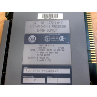 Allen Bradley 1772-LXP Processor Series D FW Rev.F  WKey - Used