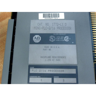 Allen Bradley 1772-LX MINI-PLC-216 Processor Series D FW Rev.E - Used