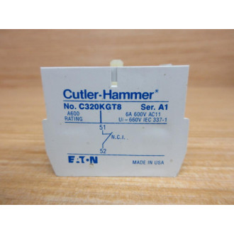 Cutler Hammer C320KGT8 Eaton Auxiliary Contact Block Series A1 - Used