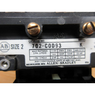 Allen Bradley 702-COD93 Starter 702-C0D93 - Used