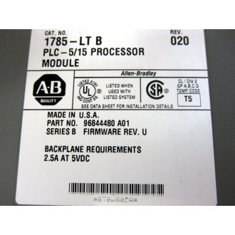 Allen Bradley 1785-LT PLC-515 CPU Module Ser.B Rev.020 FW Rev.U - Used