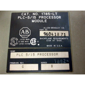 Allen Bradley 1785-LT PLC-515 CPU Module Ser.B FW Rev.G - W2 Keys - Used