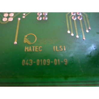 Matec 043-0109-01-9 Circuit Board 0430109019 - Used