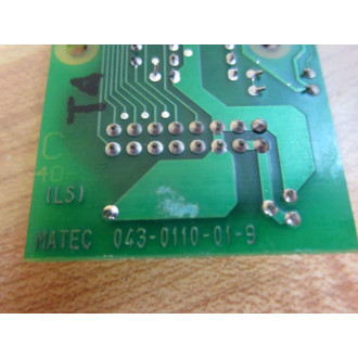 Matec 043-0110-01-9 Circuit Board 0430110019 - Used