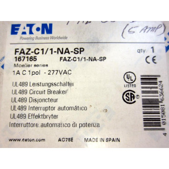 Eaton FAZ-C11-NA-SP 1A Circuit Breaker 167165