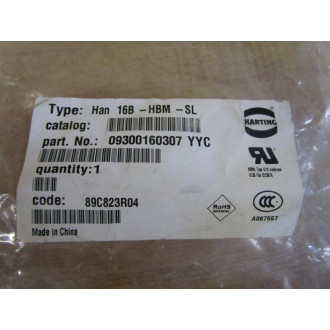 Harting 09300160307 Bulkhead Housing Base Han 16B-HBM-SL - New No Box