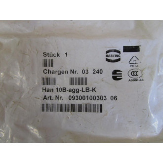 Harting 09300100303 Connector Housing Han 10B-agg-LB-K WHan 10 E-F