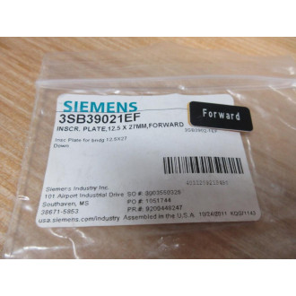 Siemens 3SB39021EF Inscription Plate (Forward) (Pack of 6)