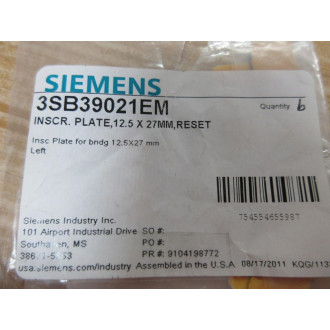 Siemens 3SB39021EM Inscription Plate (Reset) (Pack of 6)