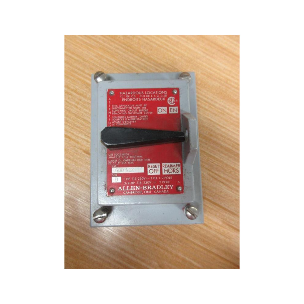 Allen Bradley 600-N12 Manual Starting Switch Cover 600N12 - Used