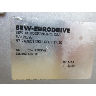 SEW Eurodrive WA20 DRS71S4 Spiroplan Gear Motor W NSF-H1, Cracked - New No Box