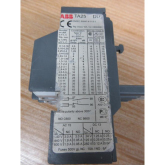 ABB TA25-DU Overload Relay TA25DU 4.5-6.5A, WO Terminal Guard - Used