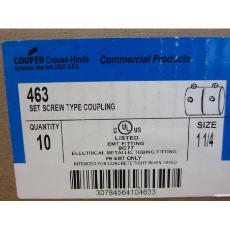 Cooper Crouse Hinds 463 Set Screw Coupling 1-14