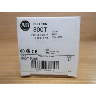 Allen Bradley 800T-P26R Pilot Light  800TP26R Ser. U, W800T-N327
