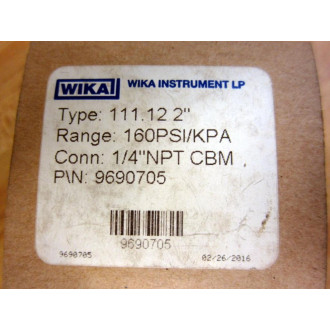 Wika 9690705 2" Bourdon Tube Pressure Gauge 111.12