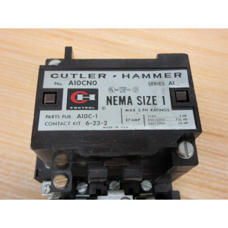 Cutler Hammer A10CN0 Contactor A10CNO W Relay, C320KB2, 1887-3 - Used
