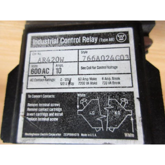 Westinghouse AR420W Industrial Control Relay - Used