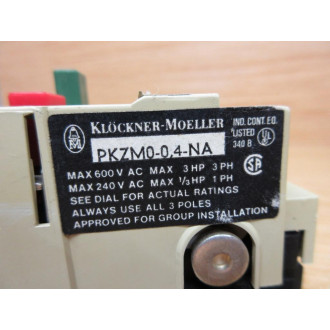 Klockner Moeller PKZM0-0.4-NA Circuit Breaker PKZM004NA - Used