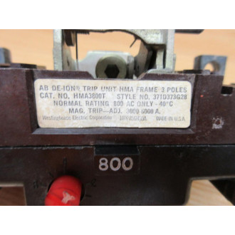 Westinghouse HMA3800T AB De-ion 800A Trip Unit - Used