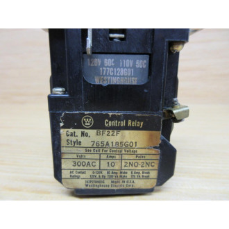 Westinghouse BF22F Control Relay 765A185G01 - Used