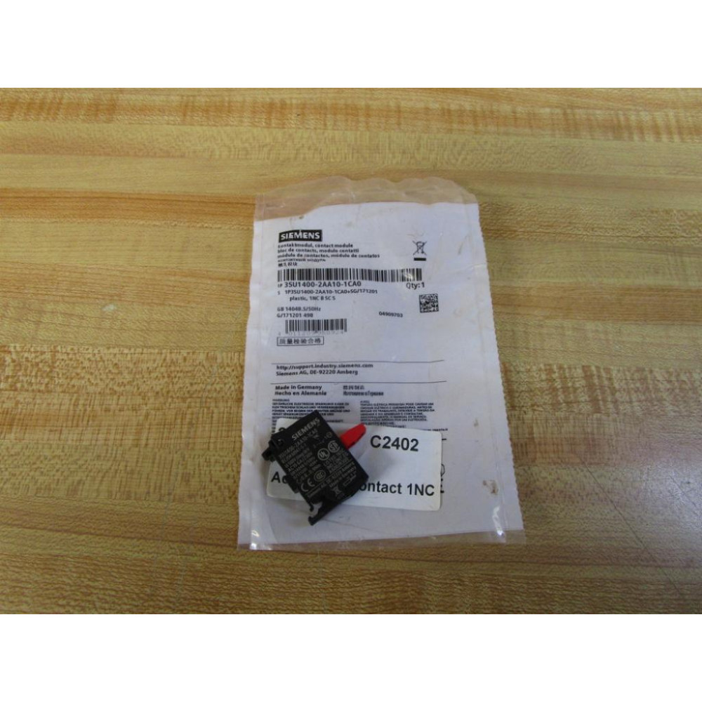 Siemens 3SU1400-2AA10-1CA0 Contact Block 3SU14002AA101CA0