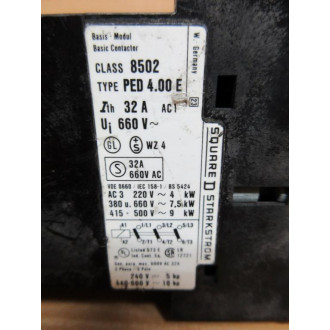 Square D 8502-PED4.00E Contactor 8502PED400E - Used