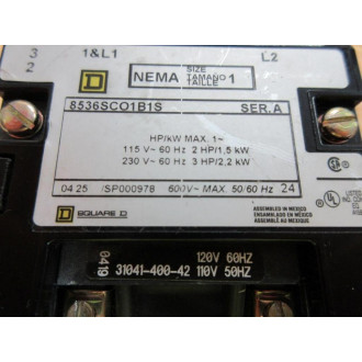 Square D 8536SCO1C1S Motor Starter - New No Box