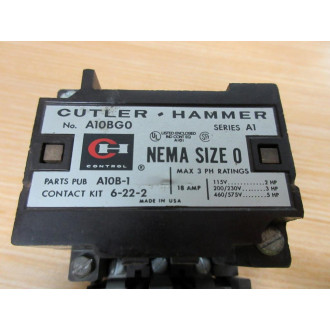 Cutler Hammer A10BG0 Starter Coil 1887-1,W Overload Relay - Used