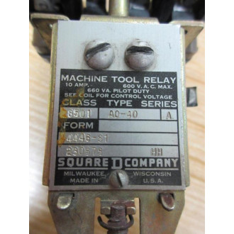 Square D 8501-AO-40 Relay 8501-A0-40 Ser. A,110-115V - Used