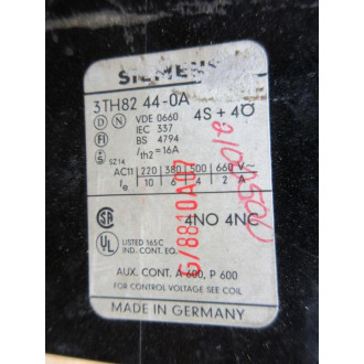 Siemens 3TH8244-0A Contractor 3TH82440A 110-120V - Used
