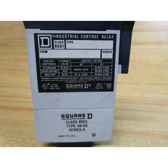 Square D 8501-X040 Relay 8501-XO40 8501-X  Relay & 8501-XB-40 - Used