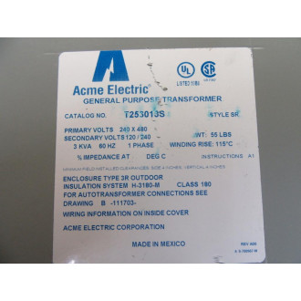 Acme Electric T253013S Transformer - Used