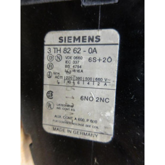 Siemens 3TH8262-0A Contactor 3TH82620A 115V, Chipped - Used