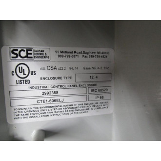Saginaw Control & Engineering CTE1-606ELJ Enclosure 2992368