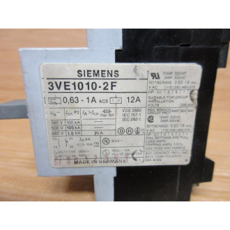 Siemens 3VE1010-2F Manual Motor Starter 3VE10102F - Used