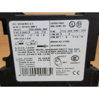 Siemens 3RT1024-1BB40 Contactor 3RT10241BB40 - Used