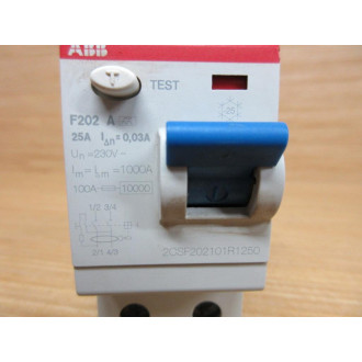 ABB F202 A-250.03 25A Circuit Breaker 2CSF202101R1250 - Used