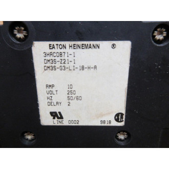Eaton Heinemann 3HAC0871-1 10A Circuit Breaker DM3S-Z21-1 - Used