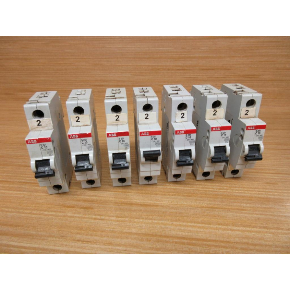 ABB S201 C10 10A Circuit Breaker S201C10 (Pack of 7) - Used