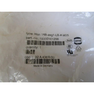 Harting 19300161256 Heavy Duty Housing Han 16B-asg1-LB-K-M25