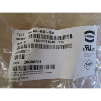 Harting Han 6B-HSE-M20 Side Entry Hood 19300061540 (Pack of 3)