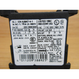 Siemens 3RT1015-1AM22 Sirius Power Contactor 3RT10151AM22 - New No Box