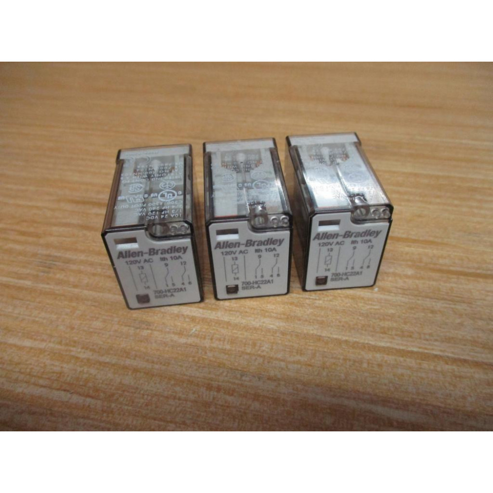 Allen Bradley 700-HC22A1 Relay 700-HC22A1-120VAC (Pack of 3) - New No Box