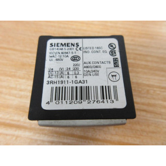 Siemens 3RH1911-1GA31 Aux. Switch Block 3RH1911GA31 - New No Box