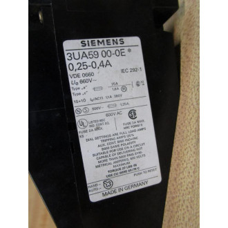 Siemens 3UA59 00-0E Solid State Overload Relay 3UA59000E - Used