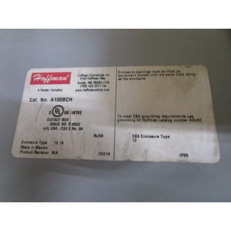 Hoffman A1008CH Jic Enclosure W 7 Holes - Used