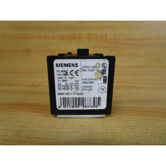 Siemens 3RH1911-1FA22 Auxiliary Contactor 3RH19111FA22 - Used